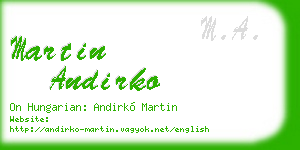 martin andirko business card