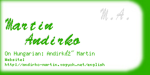 martin andirko business card